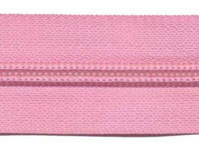 Nylon spiraal rits aan de meter (excl. trekker), roze