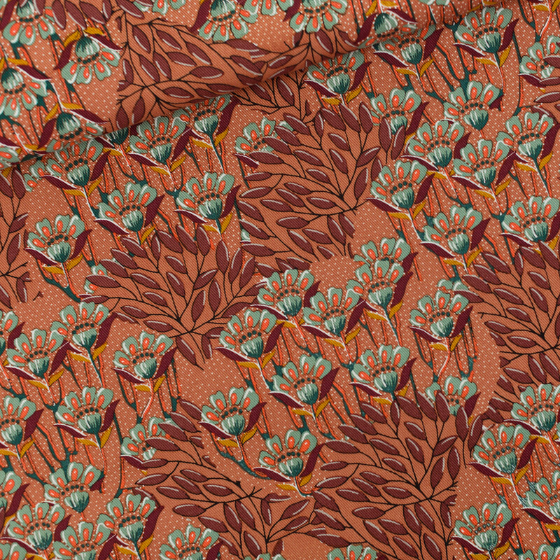 Canvas Cotton Gabardine Twill - Gilly  Flowers - Zonnebrandbruin