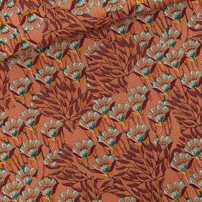 Canvas Cotton Gabardine Twill - Gilly  Flowers - Zonnebrandbruin