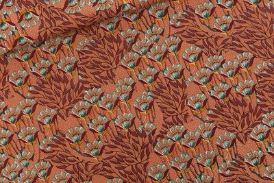 Canvas Cotton Gabardine Twill - Gilly  Flowers - Zonnebrandbruin