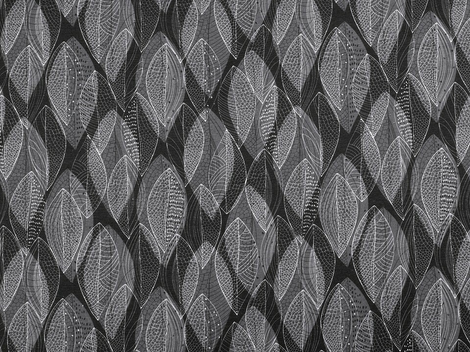 Bedrukte Canvas zwart/wit Leaves 170 gr/m²