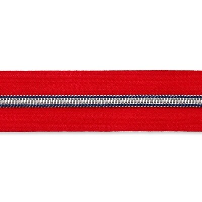 Spiraalrits op rol rood met donkerblauwe tandjes (excl. trekker)