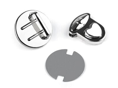 Metalen klik-sluiting met hartje nikkelkleurig ca. 30x32 mm
