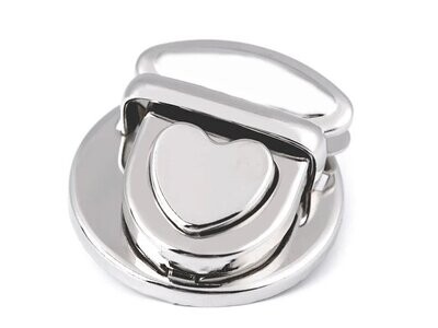 Metalen klik-sluiting met hartje nikkelkleurig ca. 30x32 mm