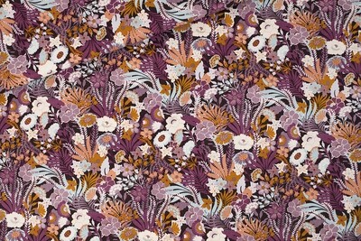 Canvas Cotton Gabardine Twill - Flower Wealth Nocturne Paars