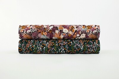Canvas Cotton Gabardine Twill - Tiny Flowers Zwart/Donkergroen