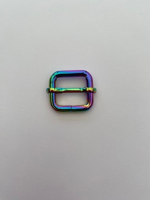 Schuifgesp metaal vierkant regenboog (rainbow)-kleurig 20 mm