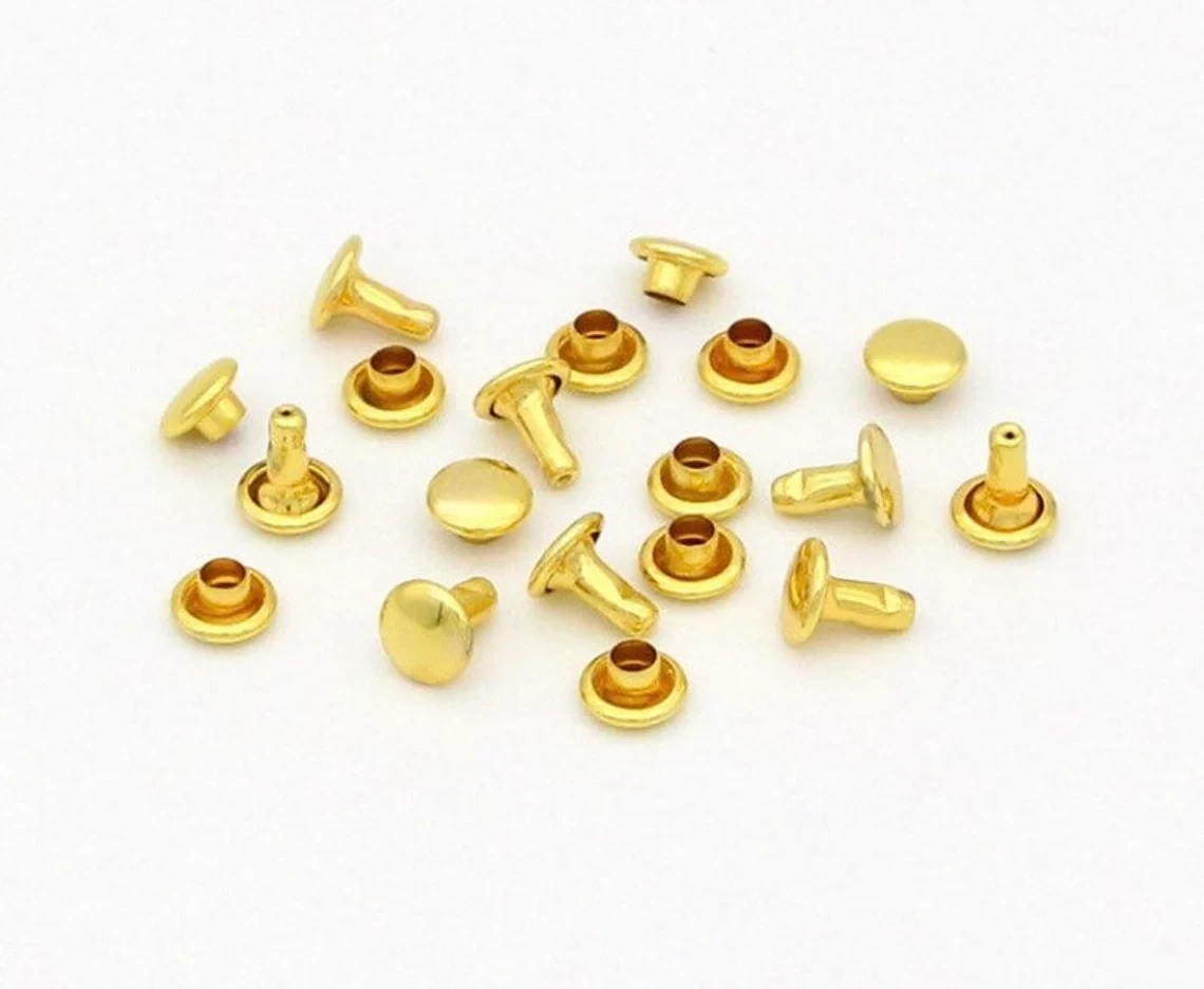 Rivet dubbele kop geel-goud-kleurig kop 6 mm