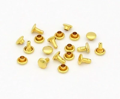 Rivet dubbele kop geel-goud-kleurig kop 6 mm