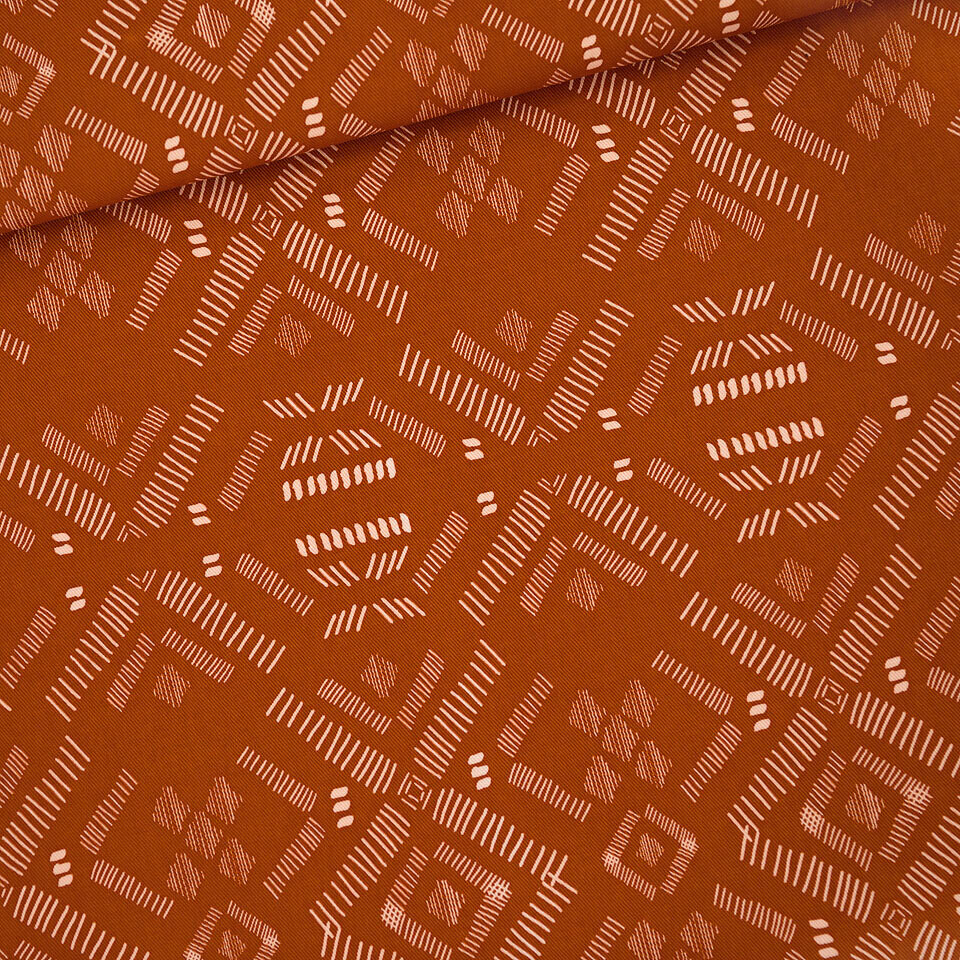 Canvas Cotton Gabardine Twill - Pattern Stripes Herfstbruin