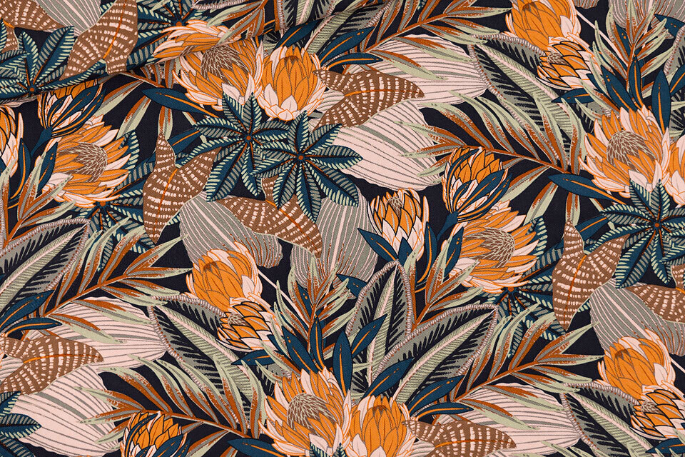 Canvas Cotton Gabardine Twill - Ground Pineapple Poolnacht blauw