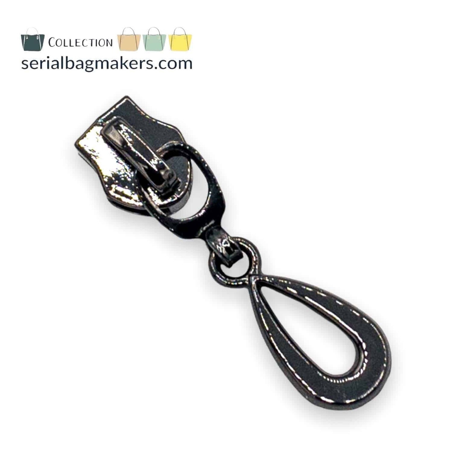 Ritstrekker Teardrop Gunmetal zwart