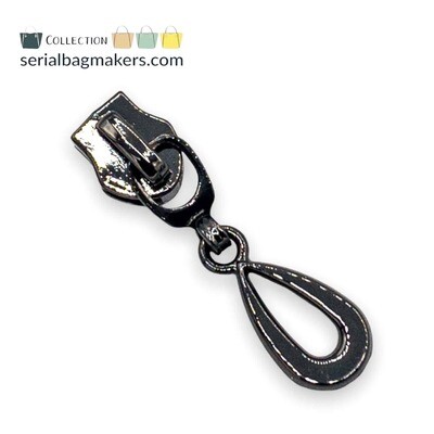 Ritstrekker Teardrop Gunmetal zwart