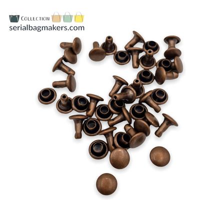 Rivet dubbele kop koperkleurig kop 6 mm