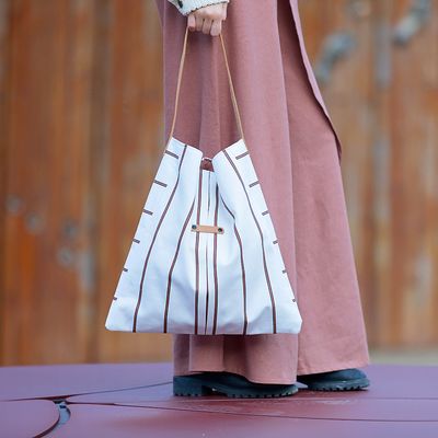 Canvas Cotton Gabardine Twill - Verticals NMN Vergrijsd wit
