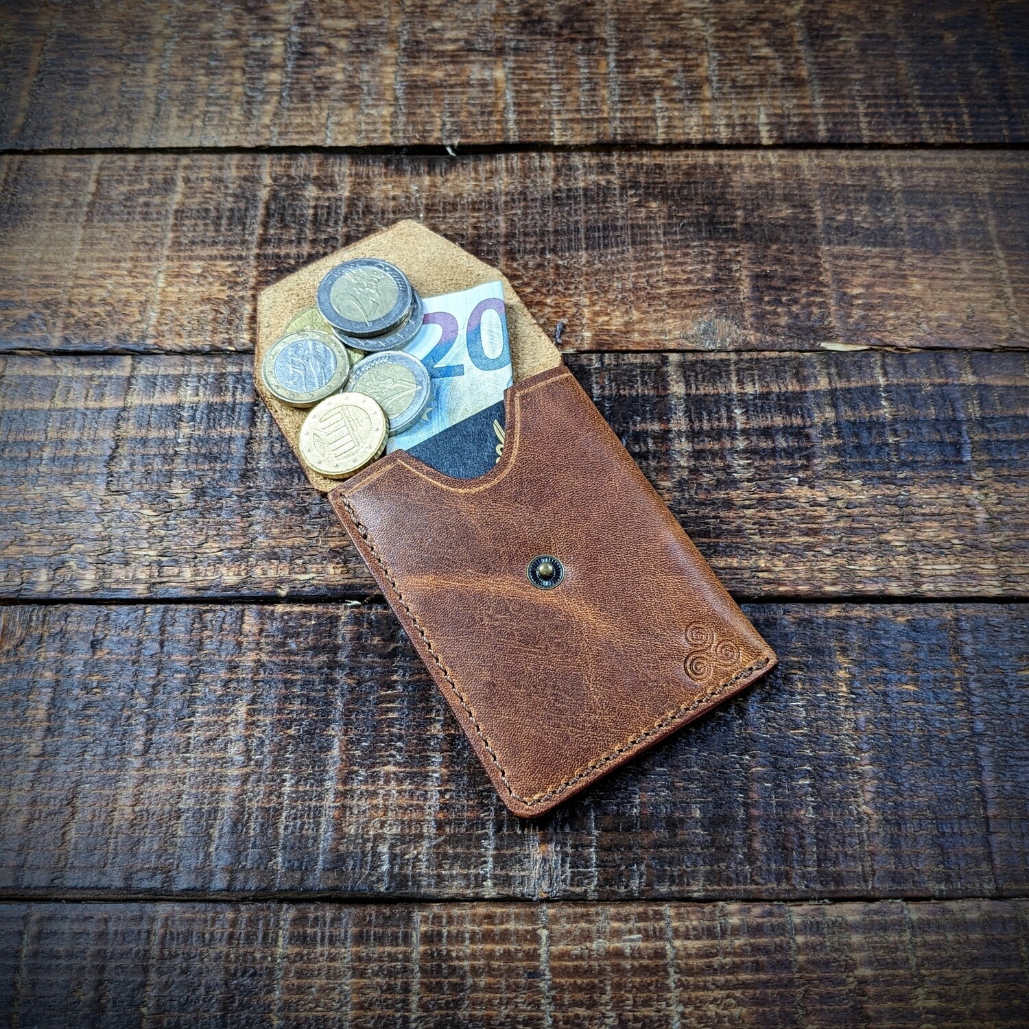 Cash, Card and Coin Minimalist Wallet (Vintage Brown)