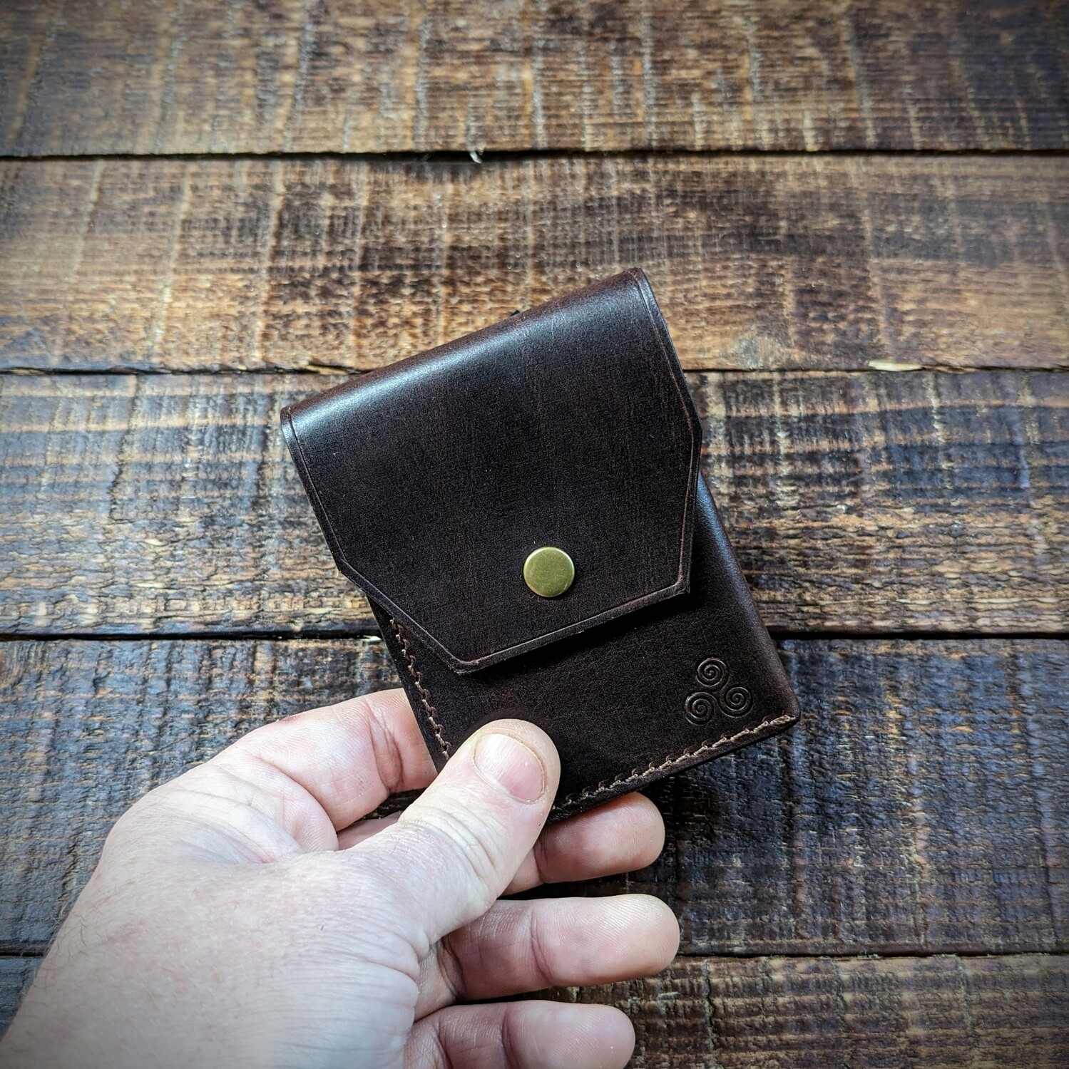 Cash, Card and Coin Minimalist Wallet (Dark Brown)