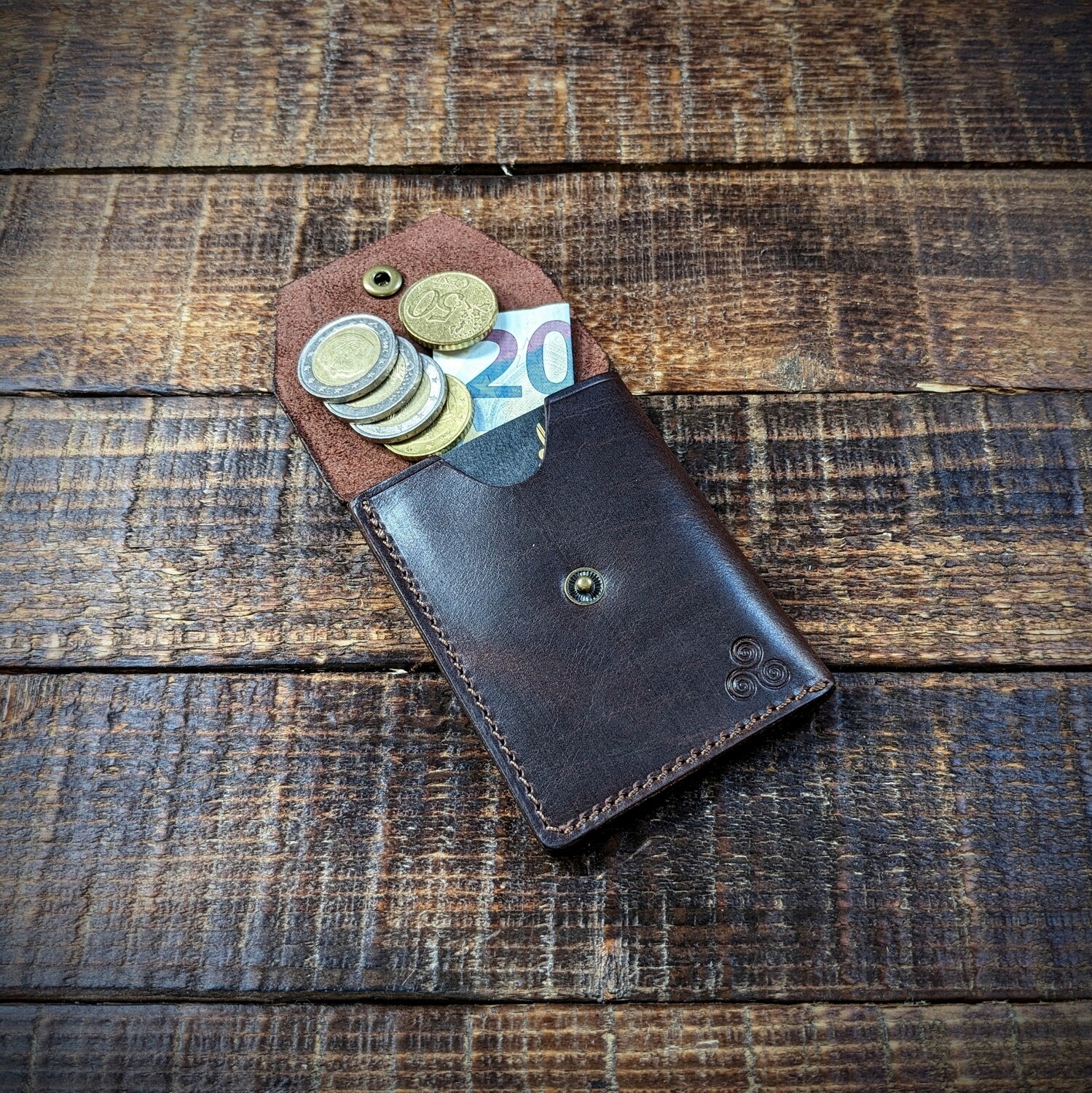 Cash, Card and Coin Minimalist Wallet (Dark Brown)