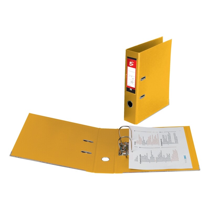 340349 - 5 Star Office Lever Arch File Polypropylene Capacity 70mm A4 Yellow Pack 10