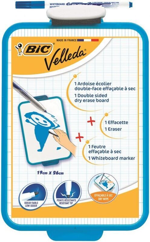 Bic Velleda Drywipe Board Blue Double Sided 190 x 260mm