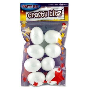 Crafty Bitz Polystyrene Eggs - 5cm Packed 8