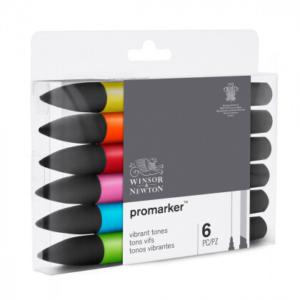 Winsor and Newton Promarker - 6 Vibrant Tones
This set contains a collection of 6 vibrant colours.