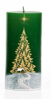 Weihnachtskerze grün Tanne