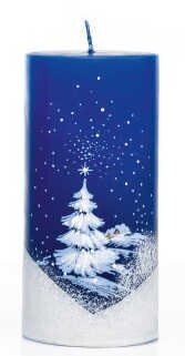 Weihnachtskerze blau Tanne