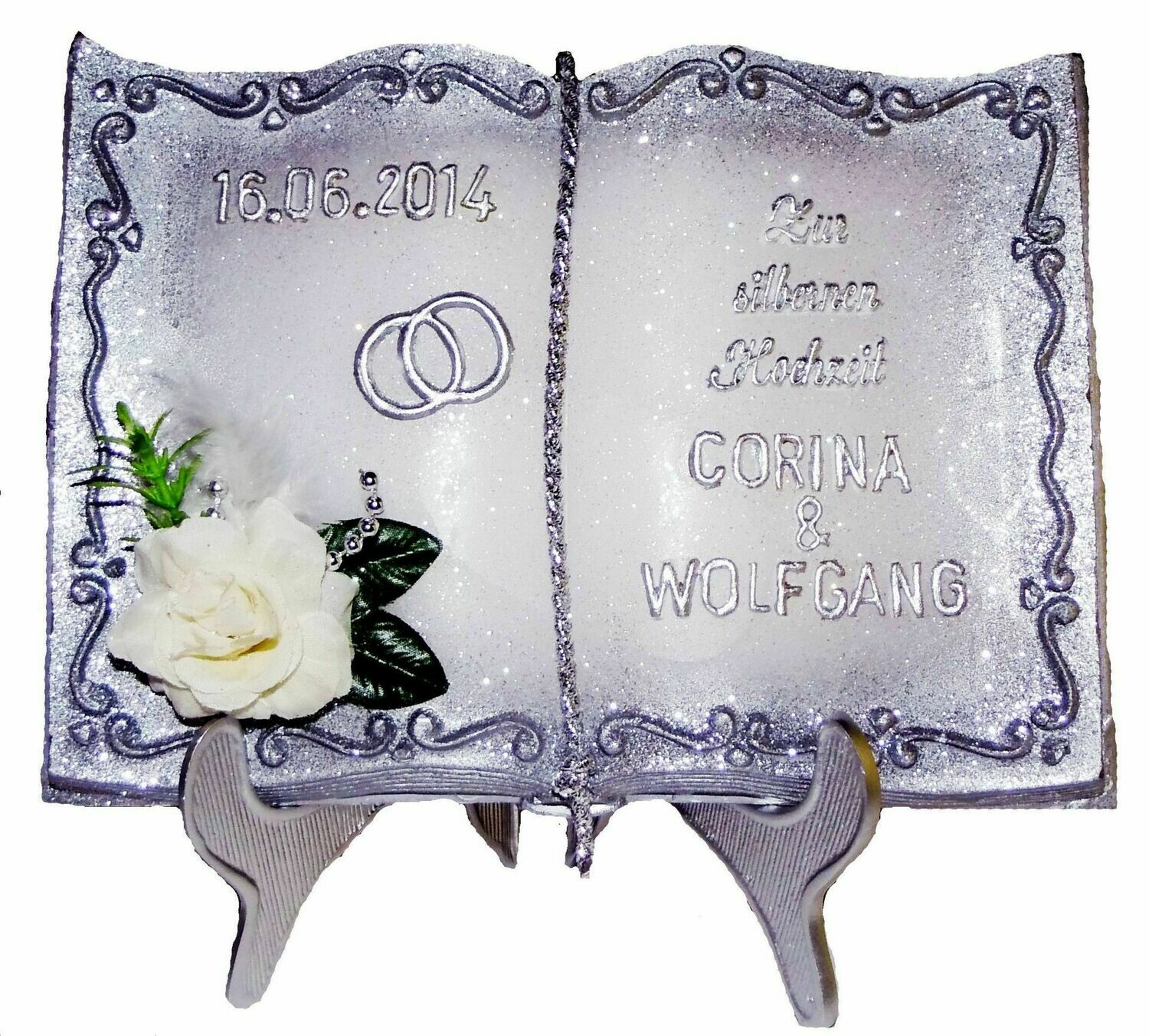 Buch silber Hochzeit 17/22cm ohne Halter!