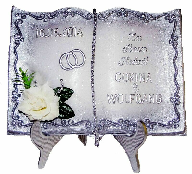 Buch silber Hochzeit 17/22cm ohne Halter!
