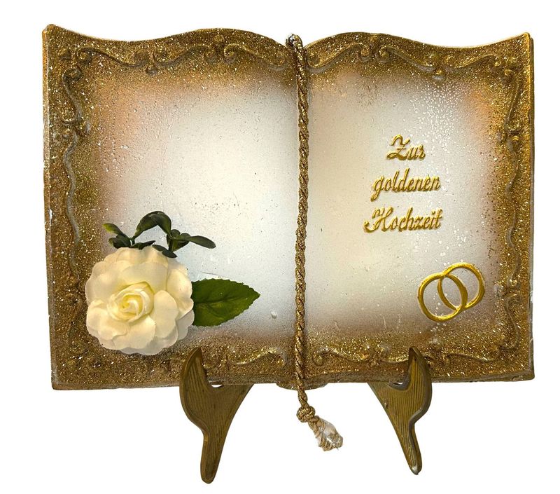 Buch gold Hochzeit 17/22cm ohne Halter! Buch gold Hochzeit 17/22cm ohne Halter!