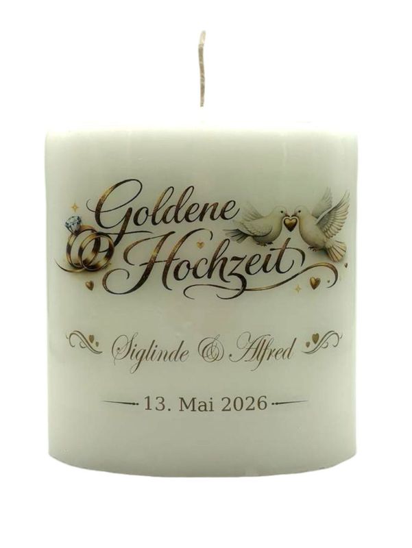 Gold Hochzeit oval Tauben 15x13,5cm