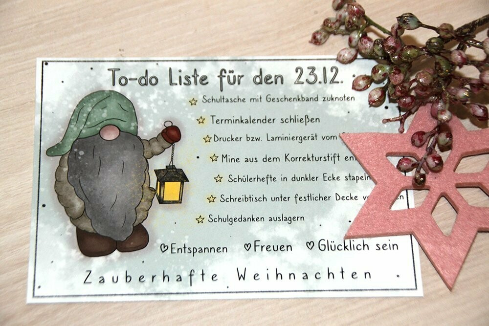 Postkarte -Lehrer-To-do Liste für den 23.12. Postkarte -Lehrer-To-do Liste für den 23.12.