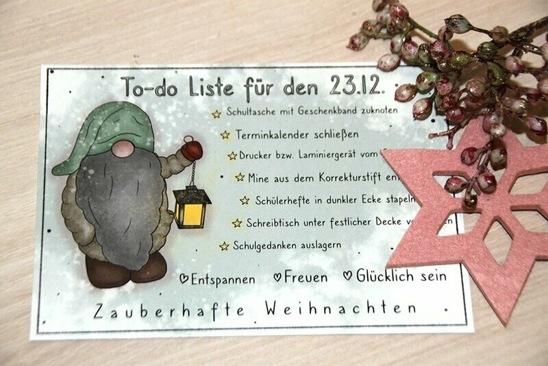 Postkarte -Lehrer-To-do Liste für den 23.12.