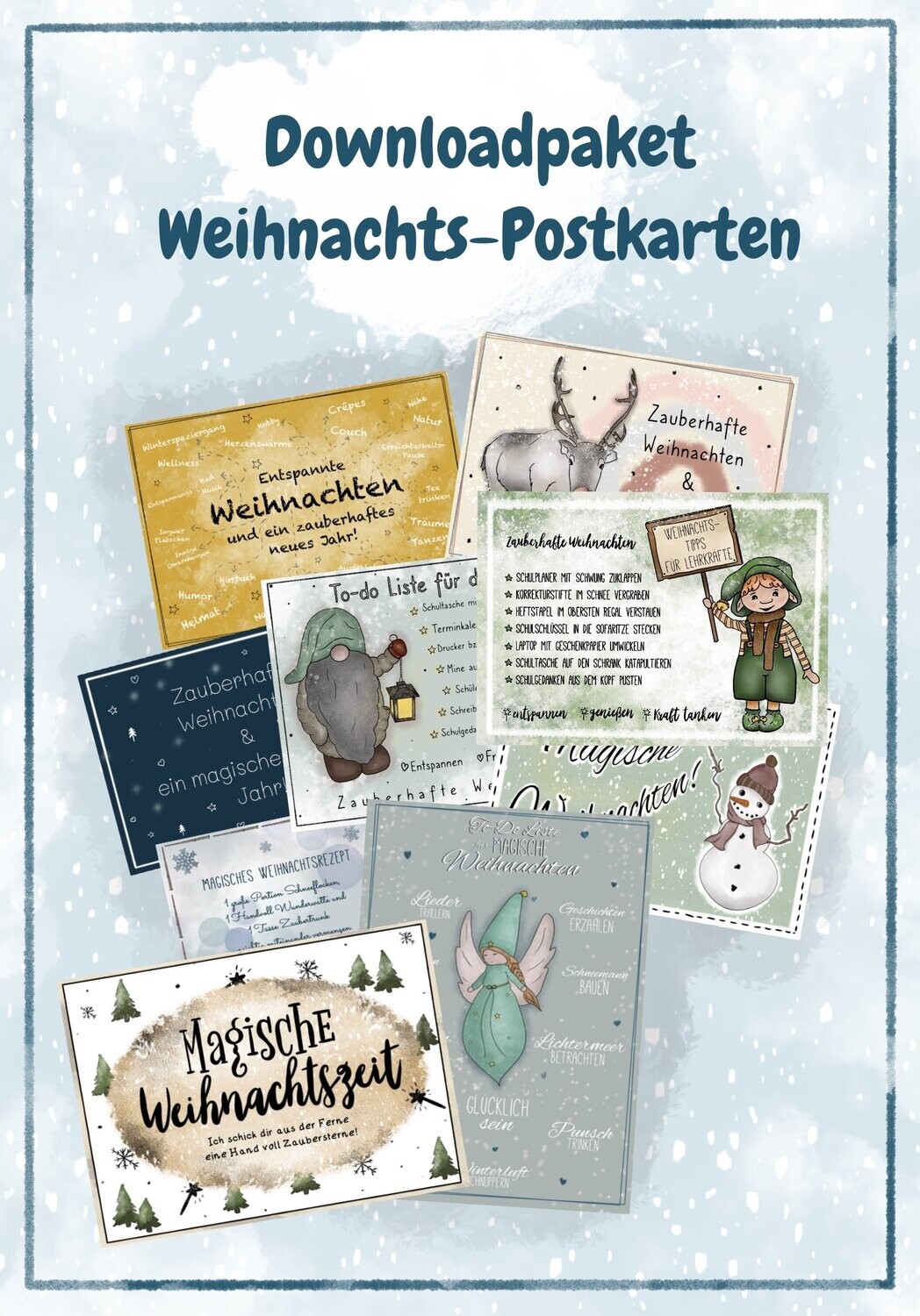 Magische Weihnachtspostkarten als PDF-Download-Paket