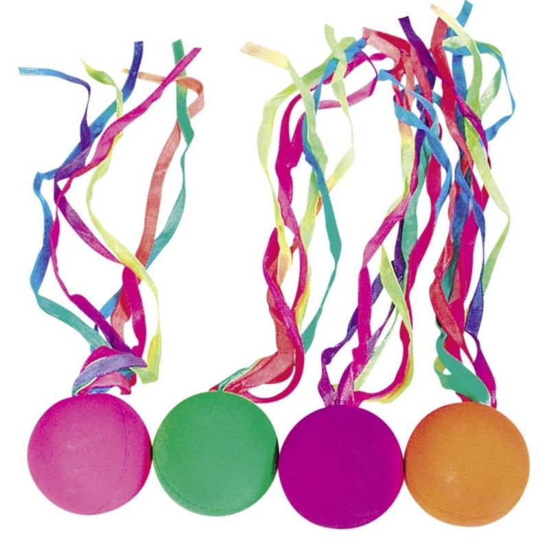 Vollgummiball mit neonfarbenen Schleifen - Stückpreis 2,80 € pro Ball