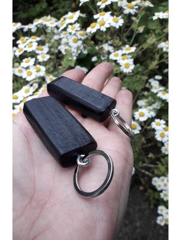 Ancient Bog Oak Key Ring with Sterling Silver Fingerprints