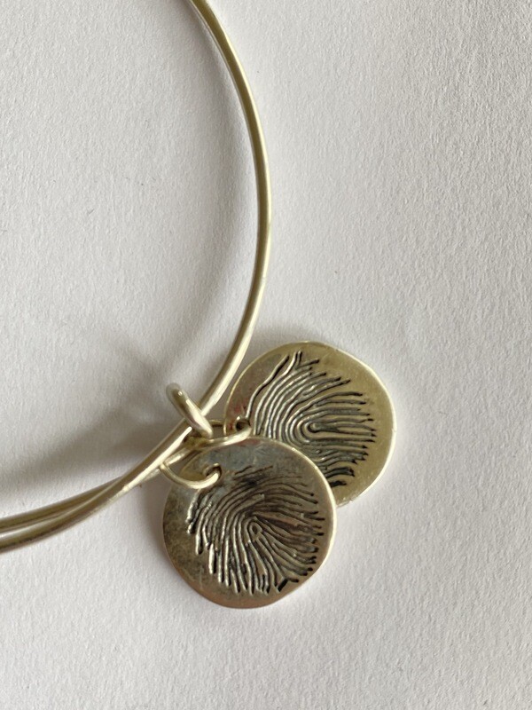 Fingerprint Bangle Charm Bracelet Sterling Silver