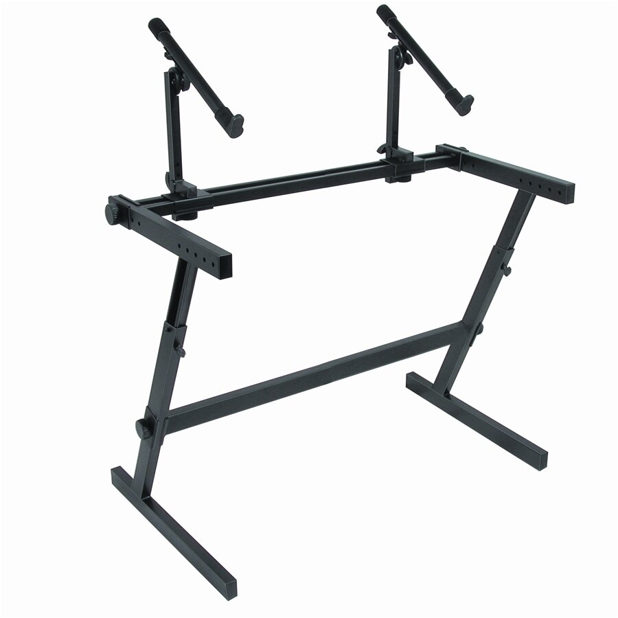 Z726L Z-style extra-wide, double tier, adjustable height keyboard stand - Black