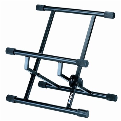 BS317 Double brace, heavy-duty, low profile amp/monitor tilt-back stand - Black