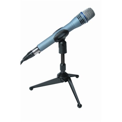A188 Desk-top tripod microphone stand w/mic clip - Clamshell package