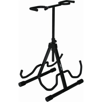 QL694 Double universal guitar stand w/height adjustable guitar neck rest - Black