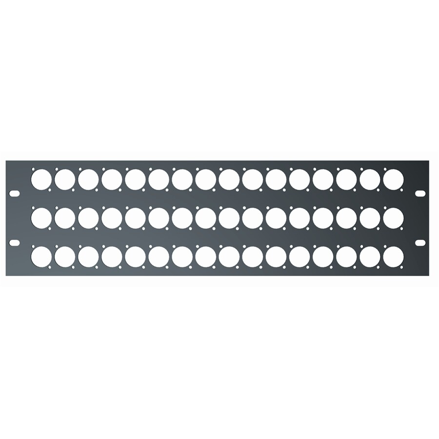 RS297 3-U rack panel with mounting holes for 48 XLR connectors