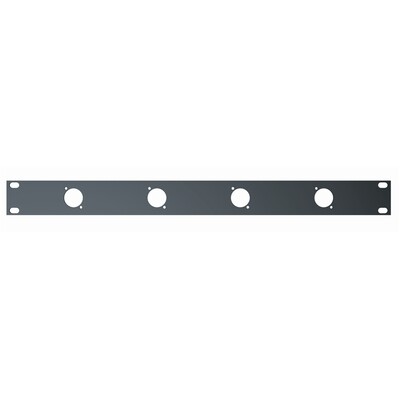 RS289 1-U rack panel with mounting holes for 4 XLR connectors