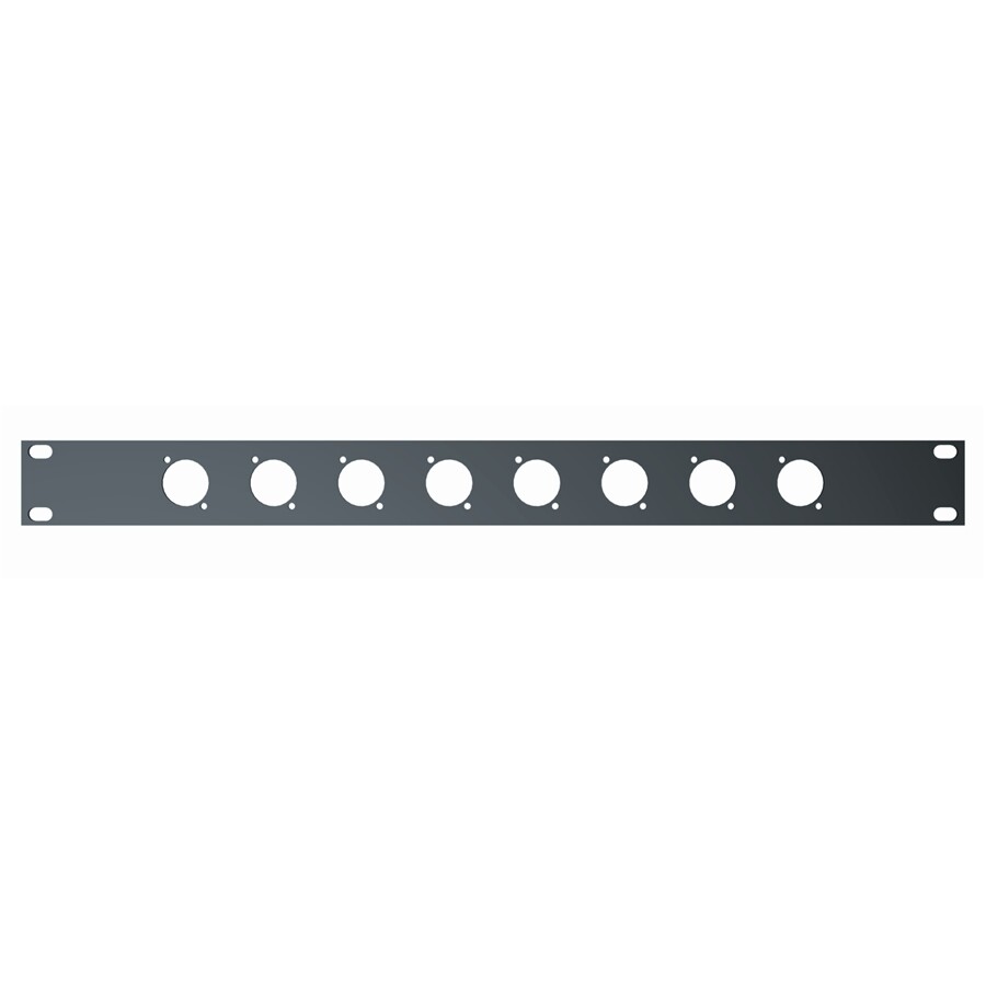 RS292 1-U rack panel with mounting holes for 8 XLR connectors