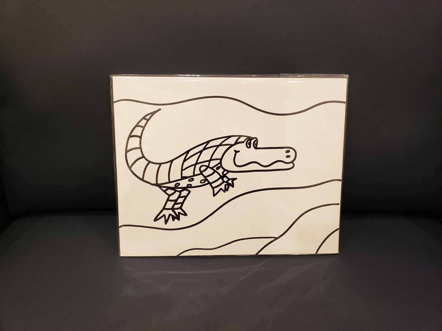 Alligator Painting Set For Kids - Black &amp; White 8&quot; x 10&quot; Canvas With Paint