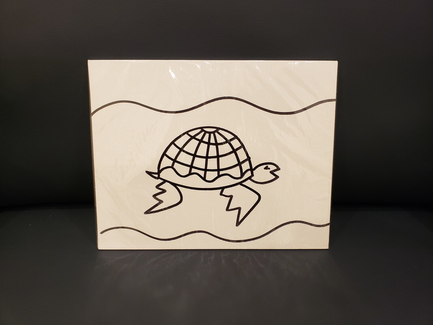 Turtle Painting Set For Kids - Black &amp; White 8&quot; x 10&quot; Canvas With Paint