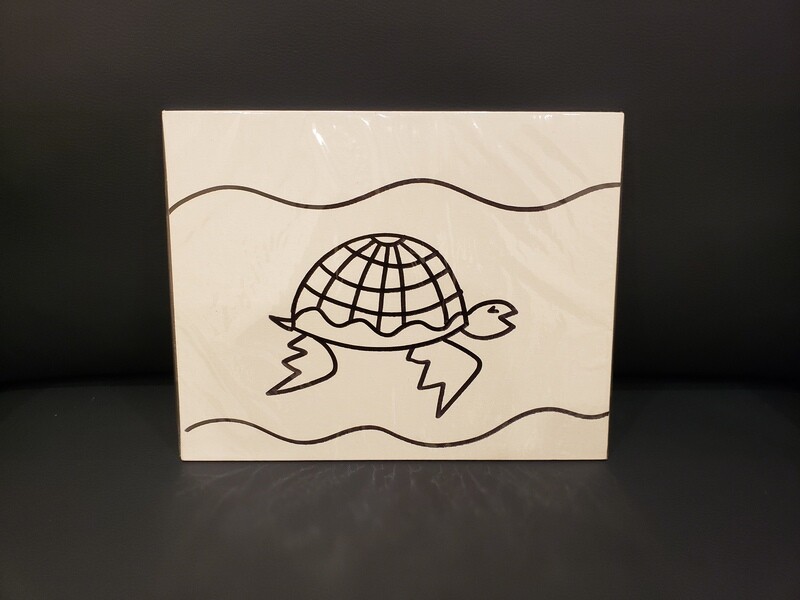 Turtle Painting Set For Kids - Black &amp; White 8&quot; x 10&quot; Canvas With Paint