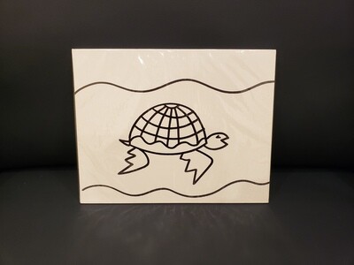 Turtle Painting Set For Kids - Black &amp; White 8" x 10" Canvas With Paint