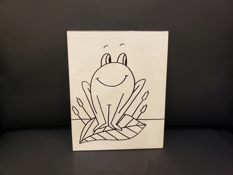Frog Painting Set For Kids - Black &amp; White 8&quot; x 10&quot; Canvas With Paint